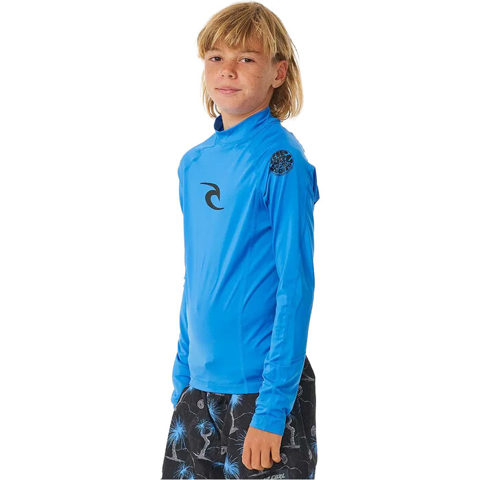 2024 Rip Curl Jungen Brand Wave UPF Long Sleeve Lycra Vest 122BRV - Blue Gum